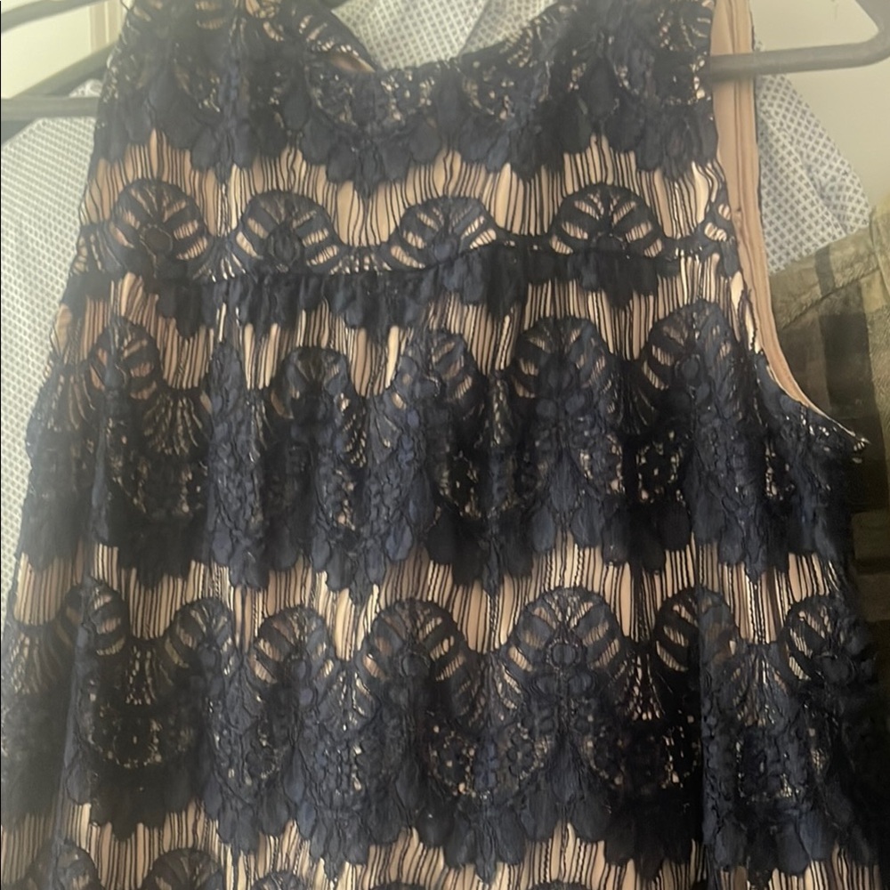 Price Drop Vintage Lace Size 12 Vintage Elegant Navy Lace Overlay Dress